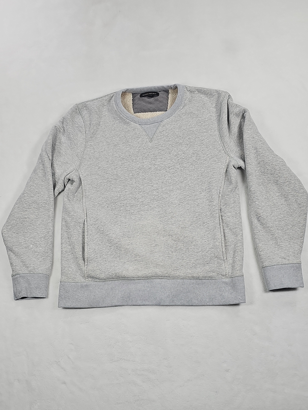 Banana Republic Mens Sherpa Lined Crewneck Sweatshirt Gray Pockets HOL16 M